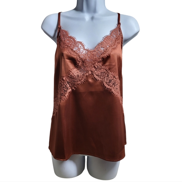 Lulu's Sweetest Kiss Rust Orange Satin Lace Cami Top - Picture 6 of 16